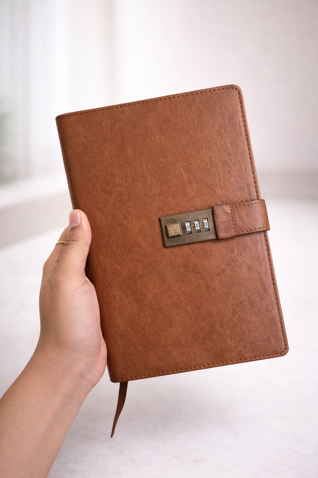 Premium Brown Lock Diary – Vintage Leather Finish Password Notebook